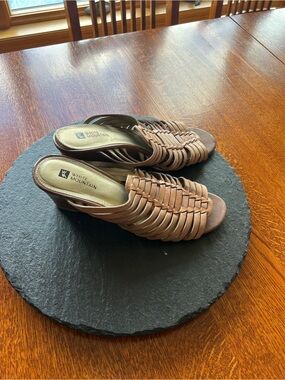 White Mountain Tan Braided Slide Mules
